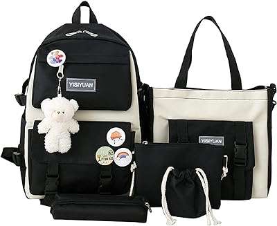 Filles 5 pièces mignon kawaii sac à dos d'école avec trousse. DIAYTAR COTE D'IVOIRE  - la boutique en ligne par excellence pour des achats malins. Explorez notre gamme complète de produits discount, allant des indispensables pour la maison à la dernière technologie, sans oublier les dernières tendances mode. Économisez gros en achetant intelligemment avec nous.