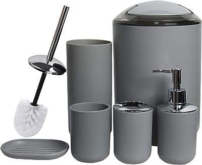 Ensemble d'accessoires de salle de bain coffret cadeau en plastique de 6 pièces. DIAYTAR COTE D'IVOIRE  - La boutique en ligne qui vous offre des prix imbattables sur une large gamme de produits discount. Ajoutez du style à votre maison avec nos articles de décoration, simplifiez votre quotidien avec des électroménagers modernes, restez connecté avec nos gadgets technologiques et adoptez les dernières tendances de la mode sans vous ruiner. Faites de bonnes affaires à chaque achat chez nous !