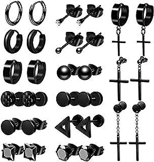 Boucles d'oreilles noires pour hommes boucles à tige en acier inoxydable hommes et femmes. DIAYTAR COTE D'IVOIRE  - optimisez votre budget sans sacrifier la qualité ! Découvrez notre sélection discount allant des articles de mode aux équipements électroménagers, pour des économies garanties.