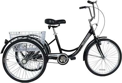 Tricycle classique adulte avec panier 24" (noir). DIAYTAR COTE D'IVOIRE, votre destination shopping pour toutes les bonnes affaires. Découvrez notre large gamme de produits discount, des accessoires de mode aux articles pour animaux de compagnie. Faites des économies sur tous vos achats avec DIAYTAR COTE D'IVOIRE .