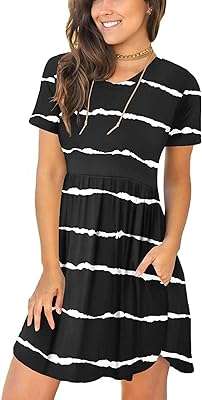 Femmes 2023 robe t shirt d'été décontractée plissée à manches courtes robe de plage. DIAYTAR COTE D'IVOIRE  - La solution idéale pour les chasseurs de bonnes affaires en ligne. Trouvez des produits discount de haute qualité dans toutes les catégories, y compris la mode, l'électronique, l'ameublement et bien plus encore. Économisez sans compromis sur la qualité !