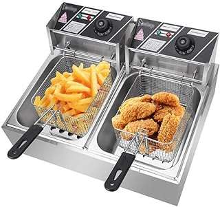 Friteuse électrique double friteuse commerciale en acier inoxydable avec panier amovible. DIAYTAR COTE D'IVOIRE  - optimisez votre budget sans sacrifier la qualité ! Découvrez notre sélection discount allant des articles de mode aux équipements électroménagers, pour des économies garanties.