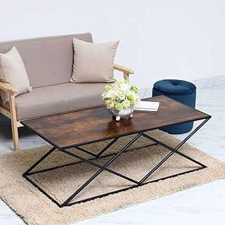 Table centrale en bois avec cadre en métal en forme de x. DIAYTAR COTE D'IVOIRE  - La solution idéale pour des achats discount en ligne. Explorez notre gamme complète de produits pour la maison, l'électroménager, l'informatique, la mode et les gadgets, et bénéficiez de tarifs compétitifs. Simplifiez votre expérience d'achat avec notre boutique en ligne conviviale et découvrez des offres imbattables.