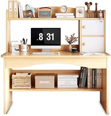 Bureau d'ordinateur hcozme avec étagères de rangement grande table d'étude avec bibliothèque. DIAYTAR COTE D'IVOIRE  - votre guichet unique pour des trouvailles discount dans tous les domaines ! Découvrez notre collection riche et variée de produits, allant de l'électroménager pratique à l'informatique performante en passant par la mode. Faites des économies considérables sur des articles de qualité, sans compromettre votre style ou vos besoins essentiels. Choisissez la commodité de nos options de livraison rapides et profitez d'une expérience de magasinage en ligne sans tracas dès aujourd'hui !