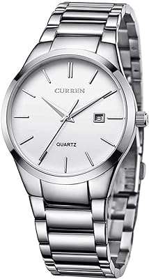 Montre analogique pour homme boîtier en acier inoxydable cadran blanc affichage de la date. DIAYTAR COTE D'IVOIRE  - Votre solution en ligne pour des achats malins à petit prix. Explorez notre vaste gamme de produits discount, des indispensables pour la maison aux dernières nouveautés en matière d'informatique, de mode et de gadgets. Économisez sans compromis sur la qualité en choisissant notre boutique en ligne.