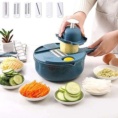 Trancheuse à légumes pliable 12 en 1 avec 7 lames trancheuse. DIAYTAR COTE D'IVOIRE  - la boutique en ligne par excellence pour des achats malins. Explorez notre gamme complète de produits discount, allant des indispensables pour la maison à la dernière technologie, sans oublier les dernières tendances mode. Économisez gros en achetant intelligemment avec nous.