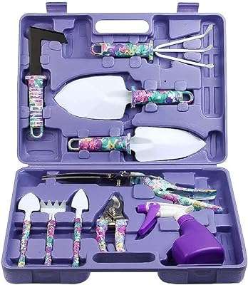 Ensemble d'outils de jardinage à imprimé floral violet 10 pièces avec sac. Faites un bond dans le monde des bonnes affaires avec DIAYTAR COTE D'IVOIRE  ! Découvrez notre boutique en ligne généraliste où vous trouverez tout ce dont vous avez besoin, de la maison à l'électroménager, de l'informatique à la mode, et même les derniers gadgets. Ne sacrifiez pas votre budget pour vous faire plaisir, optez pour nos produits discount de qualité.
