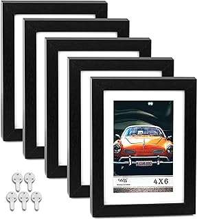 Ensemble de cadres photo décoration murale 5 pièces 5x7 noir affichage d'images 4x6 avec passe partout. DIAYTAR COTE D'IVOIRE  - la solution pour des achats discount en ligne simples et rapides. Trouvez tout ce dont vous avez besoin sans vous ruiner, de la maison à l'électroménager en passant par l'informatique et la mode. Profitez de nos prix compétitifs et faites des économies dès maintenant.