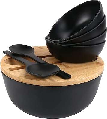 Grand ensemble de bols à salade avec couvercle et couverts en bambou. DIAYTAR COTE D'IVOIRE, votre destination de choix pour des produits discount en ligne. Explorez notre catalogue en constante évolution, riche en articles pour la maison, l'électroménager, l'informatique, la mode et les gadgets, et choisissez parmi des milliers de produits à prix cassés. Optez pour des achats intelligents et économisez gros avec notre boutique en ligne.