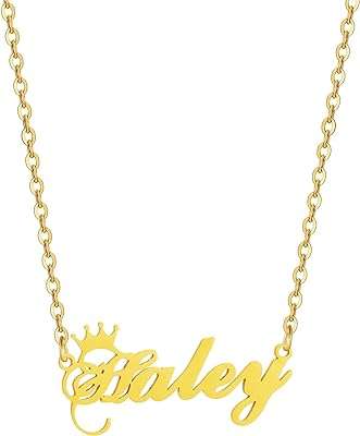 Collier prénom personnalisé en or pour femmes chaînes personnalisées collier avec couronne
