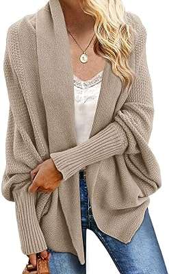 Pull cardigan kimono ample surdimensionné en tricot pour femme. Visitez DIAYTAR COTE D'IVOIRE  et profitez de notre sélection exceptionnelle de produits discount. Que vous recherchiez des articles pour la maison, de l'électroménager, de l'informatique ou de la mode, notre boutique en ligne vous offre des produits de qualité à prix réduit, sans compromis sur la satisfaction du client.