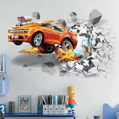 Autocollant mural 3d voiture de feu écrasé autocollant amovible pour décoration. DIAYTAR COTE D'IVOIRE  est la solution idéale pour les amateurs de bonnes affaires. Notre boutique en ligne propose une gamme complète de produits discount, allant des articles pour la maison à l'informatique, en passant par l'électroménager et la mode. Faites des économies sur vos achats tout en bénéficiant de produits de qualité chez DIAYTAR COTE D'IVOIRE .