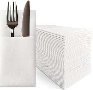 Serviettes de table blanches k maki avec couverts jetables de poche intégrés pour fêtes. DIAYTAR COTE D'IVOIRE  est votre guichet unique pour des produits discount de premier ordre. Parcourez notre catalogue en ligne et découvrez notre sélection soigneusement choisie d'articles pour la maison, l'électroménager, l'informatique et la mode, tous disponibles à des prix abordables. Vous ne trouverez pas de meilleurs deals ailleurs !