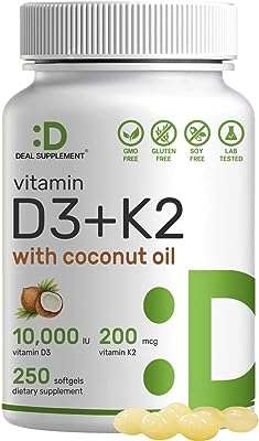 Vitamine d3 10 000 ui + k2mk7 200 mcg enrichie en huile de noix. Faites des économies intelligentes avec DIAYTAR COTE D'IVOIRE  - la boutique en ligne qui réunit tous vos besoins essentiels à des prix imbattables. Explorez notre vaste gamme de produits de la maison, de l'électroménager à l'informatique en passant par la mode et les gadgets, et découvrez comment prendre soin de votre budget sans faire de compromis sur la qualité.