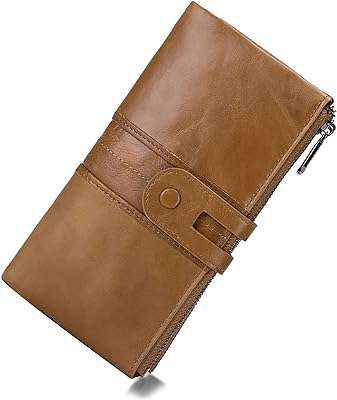 Portefeuille en cuir véritable kingtu pour femme double pochette blocage rfid portefeuille pour cartes avec fermeture