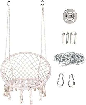 Balançoire suspendue en macramé pour intérieur et extérieur maison patio balcon. Faites des économies intelligentes avec DIAYTAR COTE D'IVOIRE  - la boutique en ligne qui réunit tous vos besoins essentiels à des prix imbattables. Explorez notre vaste gamme de produits de la maison, de l'électroménager à l'informatique en passant par la mode et les gadgets, et découvrez comment prendre soin de votre budget sans faire de compromis sur la qualité.