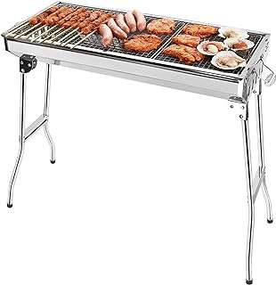 Gril à charbon de bois pliant portable en acier inoxydable pour barbecue. DIAYTAR COTE D'IVOIRE  - La boutique en ligne où qualité et discount se rencontrent. Parcourez notre vaste catalogue et trouvez tout ce dont vous avez besoin, de l'électroménager moderne à la dernière mode tendance. Ne sacrifiez pas votre budget pour obtenir des produits de qualité !