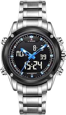 Montre analogique numérique pour homme (cadran noir) bleu argent. DIAYTAR COTE D'IVOIRE  est la référence en matière de produits discount en ligne. Parcourez notre catalogue et trouvez des articles indispensables pour la maison, des appareils électroménagers de qualité, des solutions informatiques abordables, des vêtements tendance et des gadgets à des prix incroyables.