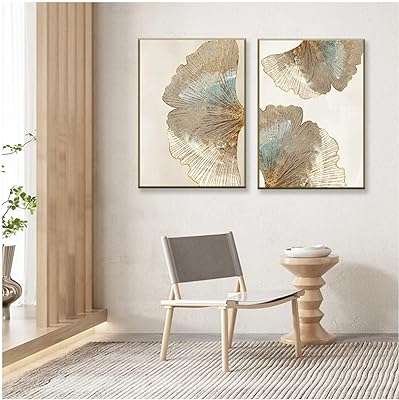 Blamek art mural abstrait motif géométrique feuilles et fleurs dorées peinture sur toile pour décoration. DIAYTAR COTE D'IVOIRE  - la boutique en ligne par excellence pour des achats malins. Explorez notre gamme complète de produits discount, allant des indispensables pour la maison à la dernière technologie, sans oublier les dernières tendances mode. Économisez gros en achetant intelligemment avec nous.