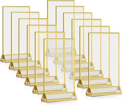 12 pièces support de table double face en acrylique transparent menu avec bordure et vertical. DIAYTAR COTE D'IVOIRE, la référence des bonnes affaires en ligne ! Explorez notre boutique et découvrez une sélection variée de produits, de la maison à l'informatique en passant par la mode et les gadgets. Profitez de nos prix compétitifs et achetez en toute confiance. Faites de DIAYTAR COTE D'IVOIRE  votre allié shopping, vous ne le regretterez pas.