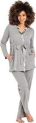 Motherhood maternité ensemble pyjama trois pièces avec bordure en satin pour femme pour la grossesse. Looking for great bargains on a variety of products? Look no further than DIAYTAR COTE D'IVOIRE, the ultimate online general store. Discover amazing discounts on household items, electronics, fashion, and more, making it the perfect destination for budget-friendly shopping.