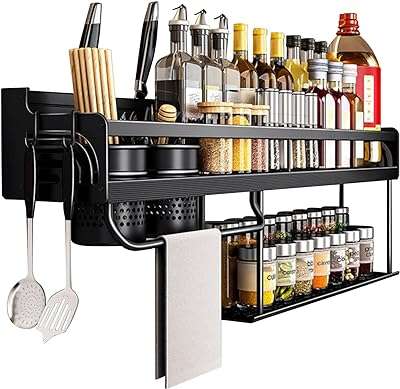 Étagère à épices murale organisateur de cuisine polyvalent étagère de rangement murale 2 niveaux avec 6. DIAYTAR COTE D'IVOIRE  : votre destination shopping discount ! Découvrez notre boutique en ligne généraliste qui vous offre une multitude de produits à prix cassés, allant de l'électroménager à l'informatique en passant par la mode et les gadgets. Faites le choix du meilleur rapport qualité-prix et trouvez tout ce dont vous avez besoin en visitant notre site dès maintenant !
