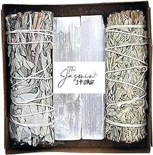 Kit de nettoyage the jasmine store bâtonnets de sauge blanche sélénite et bleue. En quête de produits de qualité à des prix abordables ? DIAYTAR COTE D'IVOIRE  est là pour vous servir. Parcourez notre boutique en ligne et découvrez notre assortiment exhaustif d'articles discount, couvrant tous les univers, de la maison à l'électroménager, en passant par l'informatique, la mode et les gadgets. Vivez une expérience de shopping unique en profitant de tarifs exceptionnels et faites de bonnes affaires en ligne.