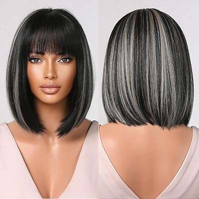 Perruques de cheveux courts bob perruques noires avec frange synthétiques à reflets blonds et gris. DIAYTAR COTE D'IVOIRE, la boutique en ligne qui rend l'achat discount facile et accessible à tous ! Parcourez notre catalogue varié qui regorge de produits discount pour la maison, l'électroménager, l'informatique ou encore la mode. Avec nous, vous profiterez de tarifs avantageux sans compromis sur la qualité, le tout, depuis le confort de votre foyer.