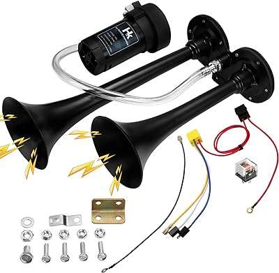 Klaxon à air de voiture hk 12v 150db kit de klaxon double extrêmement puissant avec compresseur. DIAYTAR COTE D'IVOIRE  - La boutique en ligne qui rend le shopping abordable! Découvrez notre sélection de produits discount, comprenant des équipements informatiques, des appareils électroménagers, des vêtements tendance et bien plus encore, tous à des prix défiant toute concurrence.