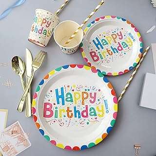 Fournitures de fête de joyeux anniversaire assiettes gobelets serviettes cuillères fourchettes couteaux pour garçons et filles. DIAYTAR COTE D'IVOIRE, votre boutique en ligne de confiance pour tous vos besoins en produits discount. Parcourez notre sélection minutieusement choisie pour trouver des articles de qualité pour la maison, l'électroménager, l'informatique, la mode et les gadgets, le tout à des prix avantageux. Simplifiez vos achats en ligne avec DIAYTAR COTE D'IVOIRE  et réalisez des économies dès maintenant.
