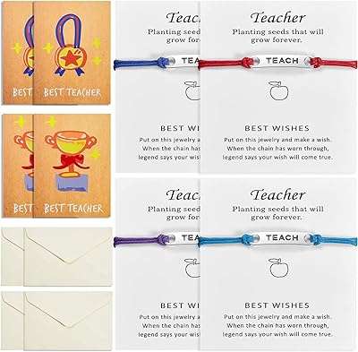 4 ensembles de cadeaux d'appréciation pour les enseignants dont bracelets de vœux. DIAYTAR COTE D'IVOIRE, votre source incontournable de bonnes affaires en ligne ! Parcourez notre catalogue diversifié comprenant des produits discount, allant des éléments de décoration d'intérieur à l'électroménager, en passant par l'informatique, la mode et les gadgets abordables.