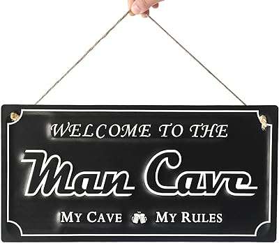 Man cave sign. mancave stuff for men. panneau en métal noir pour decor.. Explorez DIAYTAR COTE D'IVOIRE  et découvrez une variété impressionnante de produits discount pour la maison, l'électroménager, l'informatique et la mode. Avec des offres irrésistibles et une livraison rapide, faites des économies tout en obtenant des produits de qualité.