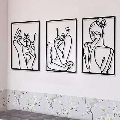 3 pièces en métal simple abstrait femme art mural dessin. DIAYTAR COTE D'IVOIRE  is your ultimate destination for discount shopping, providing a diverse range of products that cater to your everyday needs. With everything from essential home appliances to state-of-the-art electronics, trendy fashion pieces, and inventive gadgets, our online store offers unbeatable prices without compromising on quality.