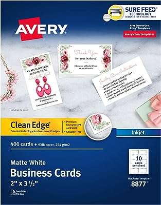 Cartes de visite imprimables avery imprimantes à jet d'encre 400 papier. DIAYTAR COTE D'IVOIRE, votre partenaire pour des achats électroniques à prix discount. Découvrez notre large choix d'appareils high-tech, des smartphones aux téléviseurs en passant par les enceintes et les caméras. Profitez de nos offres imbattables pour vous équiper des dernières innovations technologiques sans vous ruiner.