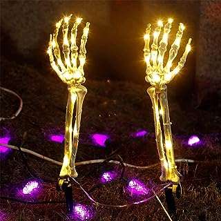 Paquet de 2 décorations de squelette d'halloween piquets de bras éclairés mains crâne rougeoyantes avec lumières. Découvrez DIAYTAR COTE D'IVOIRE, votre magasin en ligne de confiance pour des bons plans à ne pas manquer. Explorez nos multiples catégories telles que l'électroménager, le mobilier, l'informatique et la mode, et dénichez les offres les plus avantageuses pour tous vos besoins, le tout en un seul endroit.