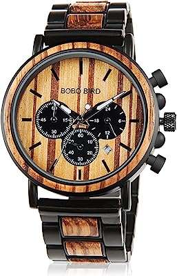 Bobo bird montres à quartz décontractées militaires en bois et en acier inoxydable pour hommes. DIAYTAR COTE D'IVOIRE, votre solution intelligente pour des achats malins. Découvrez notre boutique en ligne et bénéficiez de prix discount sur une large sélection de produits pour la maison, l'électroménager, l'informatique et la mode. Ne manquez pas l'opportunité de faire des économies avec DIAYTAR COTE D'IVOIRE !