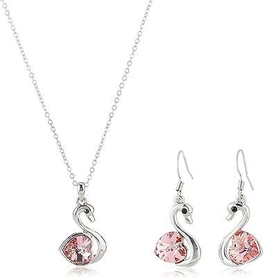 Parure de bijoux en cristaux swarovski roses plaqués or blanc 18 carats elements avec boucles. DIAYTAR COTE D'IVOIRE, votre partenaire de shopping discount en ligne, regroupe une large gamme de produits à prix cassés pour tous les amateurs de bonnes affaires. Faites des économies sur vos achats de la maison à l'électroménager, de l'informatique à la mode, grâce à DIAYTAR COTE D'IVOIRE !