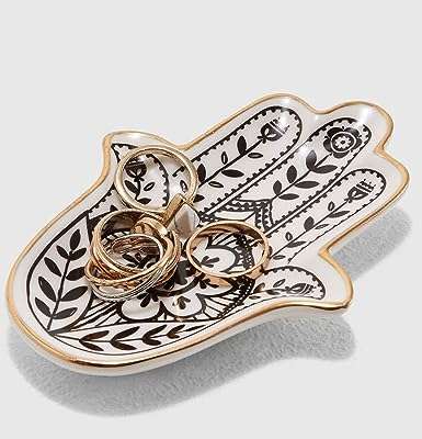 Plat à bijoux en céramique hamsa mauvais œil avec support de main de fatima pour clés. DIAYTAR COTE D'IVOIRE  - Le paradis des bonnes affaires en ligne ! Avec notre large éventail de produits discount, vous trouverez tout ce dont vous avez besoin à des prix incroyablement bas. Des articles pour la maison aux appareils électroménagers, des ordinateurs aux vêtements à la mode, des gadgets uniques aux accessoires indispensables, nous sommes votre guichet unique pour des économies inégalées !