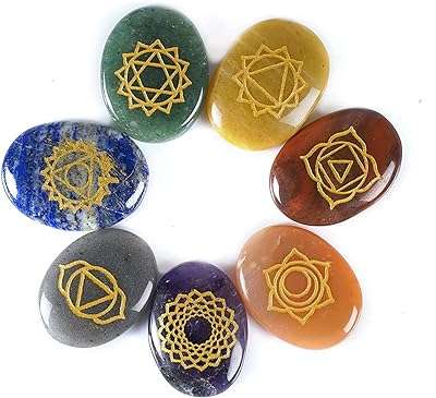 7 pierres chakra (forme ovale) gravées ensemble de précieuses guérison. DIAYTAR COTE D'IVOIRE  - Votre fournisseur en ligne pour des produits de qualité à des prix discount. Explorez notre boutique en ligne pour trouver des offres incroyables sur des articles allant des accessoires de mode aux appareils électroniques, en passant par les produits de jardinage et les jouets pour enfants.