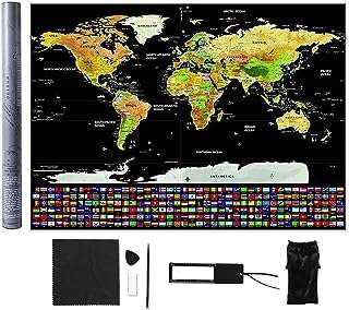Carte du monde avec drapeaux à gratter 83 x 60. DIAYTAR COTE D'IVOIRE  - la source ultime de produits discount pour toutes vos envies. Parcourez notre gamme variée, allant de l'informatique à la mode et choisissez parmi une multitude de produits de qualité à des prix qui font sourire votre portefeuille.