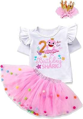 Tenue d'anniversaire bébé requin par adiron haut volant + robe tutu bandeau vêtements pour bébés. DIAYTAR COTE D'IVOIRE  est votre guichet unique pour des produits discount de haute qualité. Parcourez notre large sélection d'articles, allant des appareils électroménagers essentiels aux produits informatiques, en passant par les accessoires mode et les gadgets dernier cri, tout en profitant de prix imbattables.