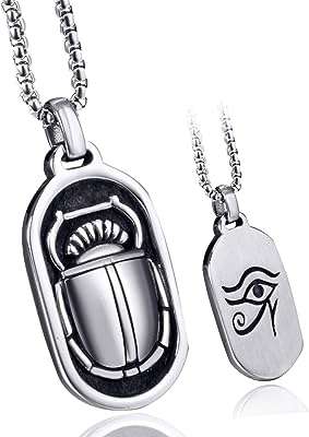Collier pour hommes oeil d'horus egypte scarabée en acier inoxydable. DIAYTAR COTE D'IVOIRE  - votre source de bons plans pour tous vos besoins en matière de produits discount. Avec une gamme variée de linge de maison, d'appareils électroménagers, d'articles informatiques et bien plus encore, nous sommes votre guichet unique pour des économies substantielles. Faites vos achats en ligne en toute confiance et profitez des meilleurs prix sur le marché.