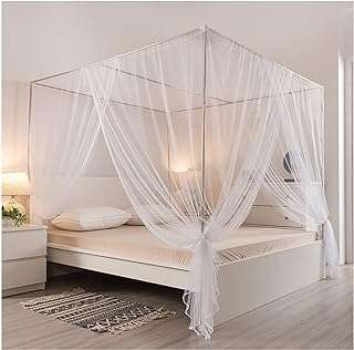 Moustiquaire pour chambre à coucher ciel de lit élégant en acier inoxydable avec 4. DIAYTAR COTE D'IVOIRE  - le paradis du shopping à prix cassé ! Parcourez notre catalogue en ligne et découvrez une multitude de produits à prix discount, allant des articles de la maison aux gadgets high-tech les plus branchés. Profitez de taux de remise incroyables sur tous vos achats.