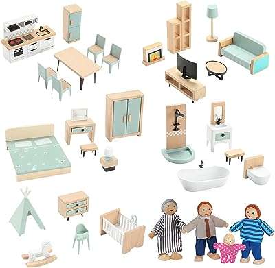 Ensemble de meubles de maison de poupée en bois 37 pièces avec 5. DIAYTAR COTE D'IVOIRE  est la solution idéale pour les amateurs de bonnes affaires. Notre boutique en ligne propose une gamme complète de produits discount, allant des articles pour la maison à l'informatique, en passant par l'électroménager et la mode. Faites des économies sur vos achats tout en bénéficiant de produits de qualité chez DIAYTAR COTE D'IVOIRE .
