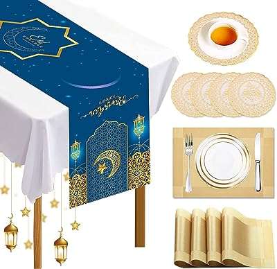 Décorations du ramadan yawalty pour la maison ensemble de décorations de table 9 pièces avec chemin. Faites des économies en un clic avec DIAYTAR COTE D'IVOIRE  - votre guichet unique pour tous vos besoins en produits discount. Explorez notre sélection diversifiée, allant de l'informatique à l'électroménager, et obtenez les articles dont vous avez besoin sans vous ruiner.