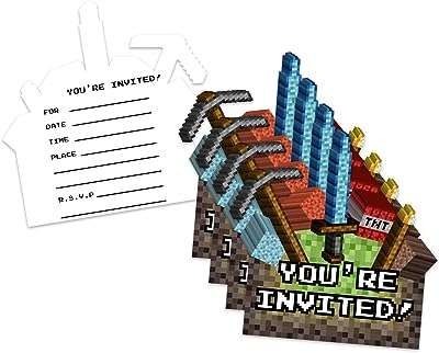 Invitations et enveloppes pour fête d'anniversaire pixel world (20 pièces). DIAYTAR COTE D'IVOIRE  - votre source incontournable de produits discount en ligne. Avec notre sélection diversifiée allant de la maison à l'électroménager, de l'informatique à la mode, profitez de tarifs défiant toute concurrence. Faites des économies intelligentes et commandez dès maintenant !