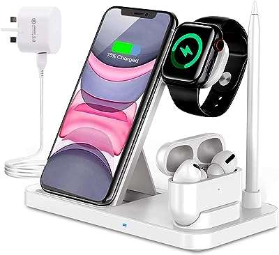 Chargeur sans fil aclo station de charge rapide 4 en 1 pour iphone. Avec DIAYTAR COTE D'IVOIRE, achetez malin et économisez sur tous vos achats en ligne. Profitez de réductions exceptionnelles sur une multitude de produits, du petit électroménager aux vêtements et accessoires tendance. Optimisez votre budget avec DIAYTAR COTE D'IVOIRE dès aujourd'hui !