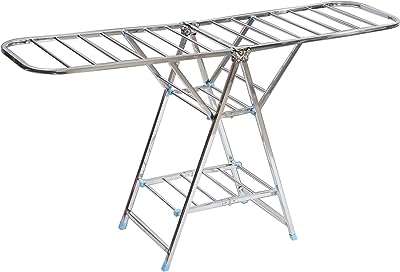 Étendoir à linge en acier inoxydable support de cintre 3 niveaux. DIAYTAR COTE D'IVOIRE, votre destination incontournable pour des produits discount de qualité. Que vous recherchiez des articles pour la maison, l'électroménager, l'informatique, la mode ou les gadgets, notre boutique en ligne saura répondre à tous vos besoins sans vous ruiner !