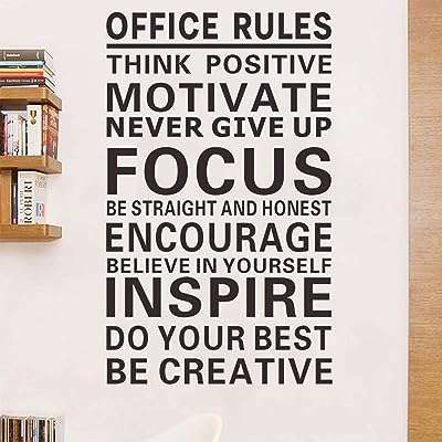 Règles de bureau stickers muraux en vinyle amovibles décoration murale bricolage citations inspirantes pour bureau. Ne cherchez plus ailleurs, DIAYTAR COTE D'IVOIRE  est là pour vous offrir une multitude de produits discount pour toutes vos envies. Explorez notre catalogue diversifié comprenant des articles pour la maison, des appareils électroménagers abordables, des gadgets tendances et bien plus encore, le tout à des prix compétitifs.