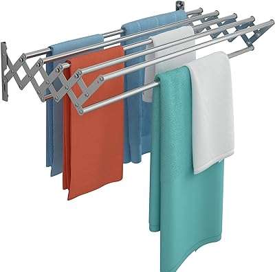Korotma étendoir à linge mural étendoir rétractable en acier inoxydable au design accordéon pour buanderie tour. DIAYTAR COTE D'IVOIRE, votre partenaire shopping pour des bonnes affaires au quotidien. Profitez de notre large sélection de produits de qualité à prix réduits, allant des appareils électroménagers indispensables aux dernières tendances de la mode, en passant par les gadgets high-tech et les accessoires informatiques incontournables.